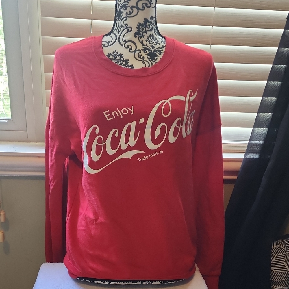 Womens Size M-Coca-Cola Red Crewneck Top with White Logo